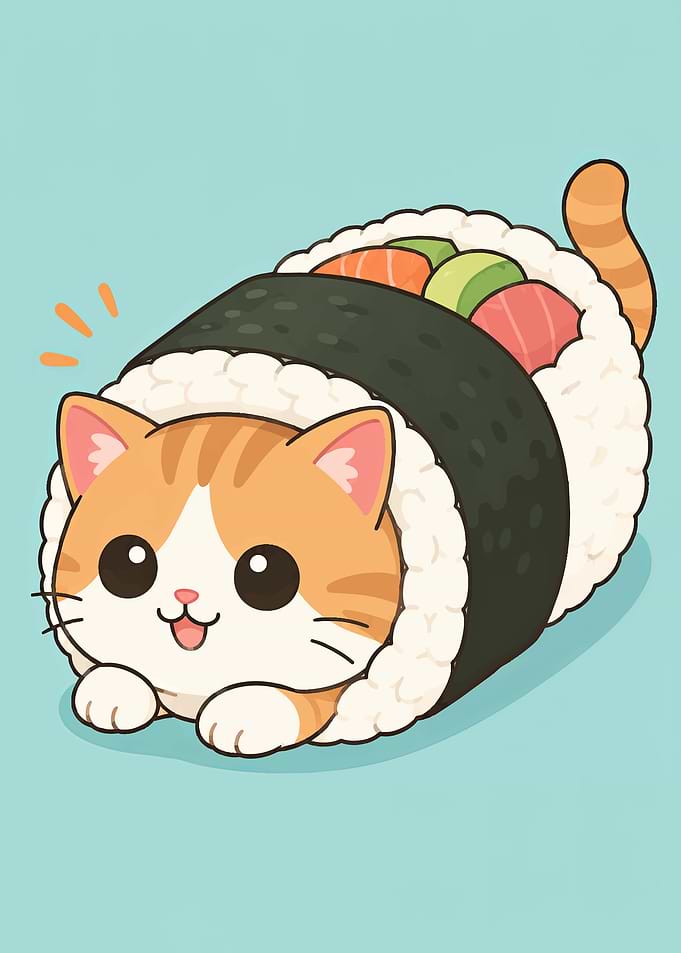 Cute Cat Sushi Roll