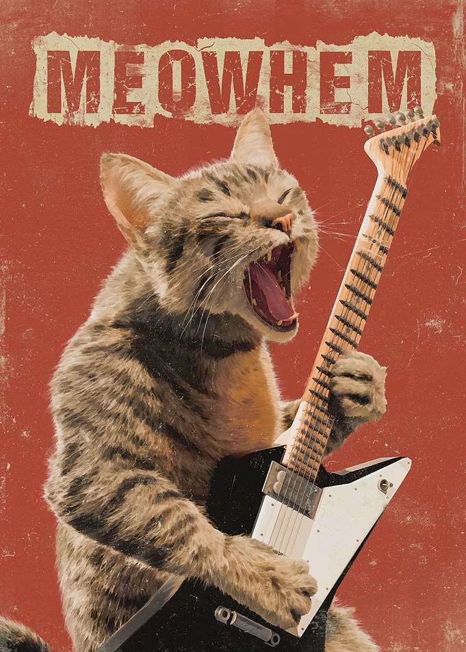 Rockstar Cat Playing Guitar
