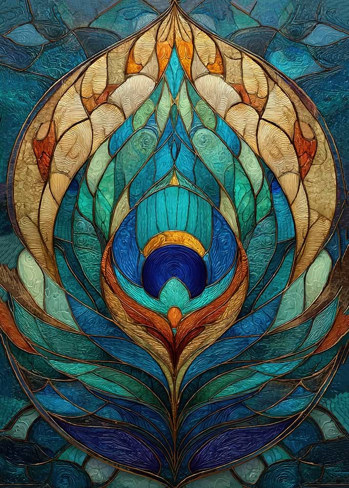 Peacock Feather Stained Glass Art