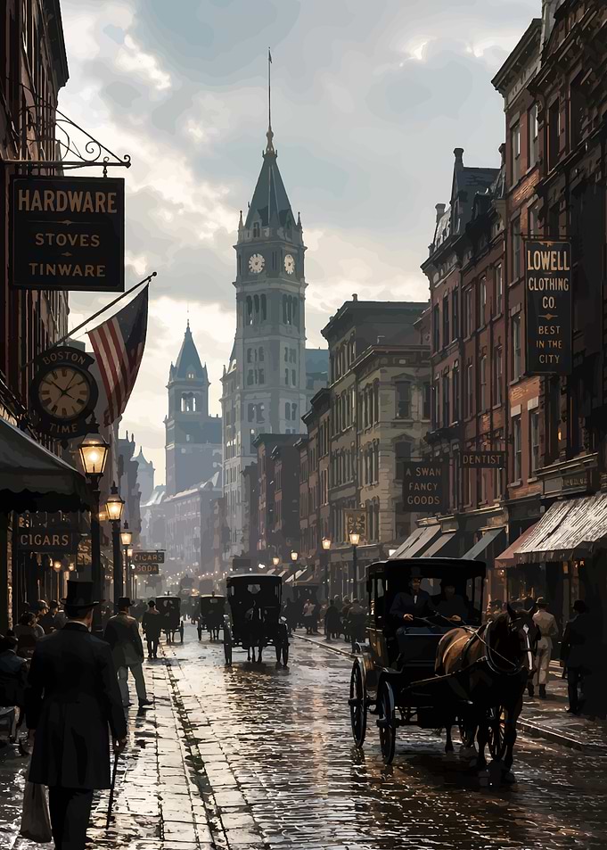 Vintage City Street Scene