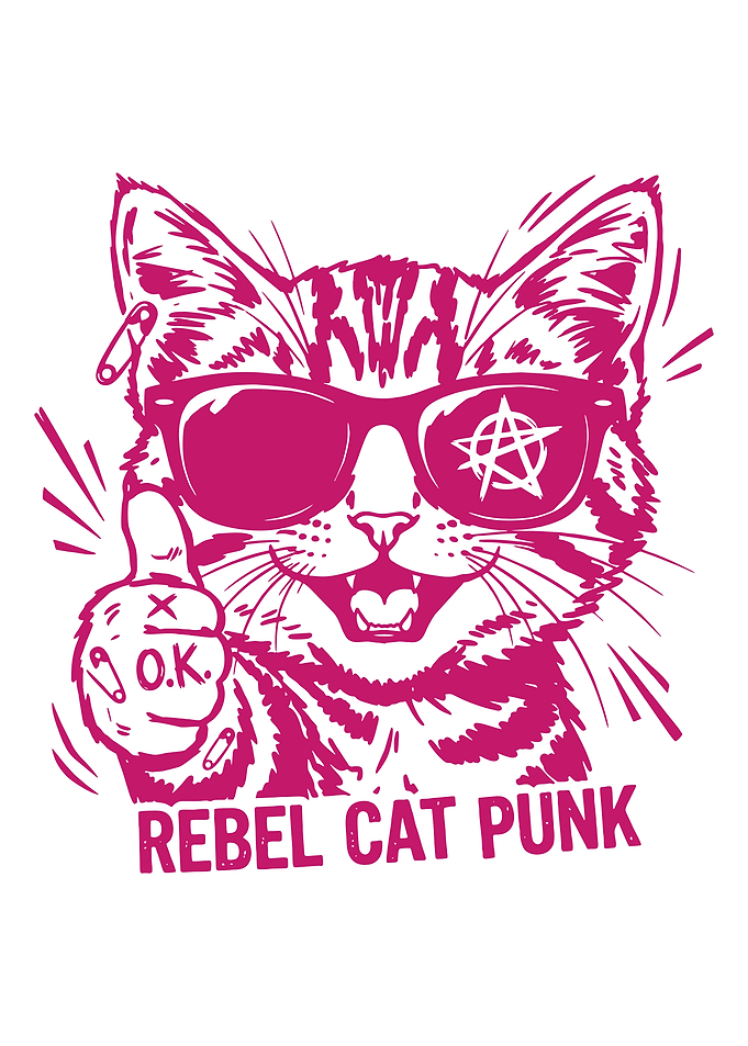 Rebel Cat Punk Thumbs Up