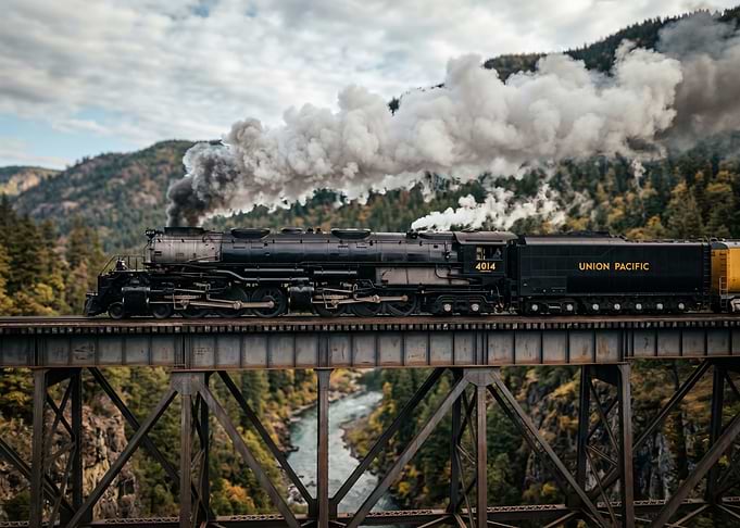 Union Pacific Steam Train on a Bridge