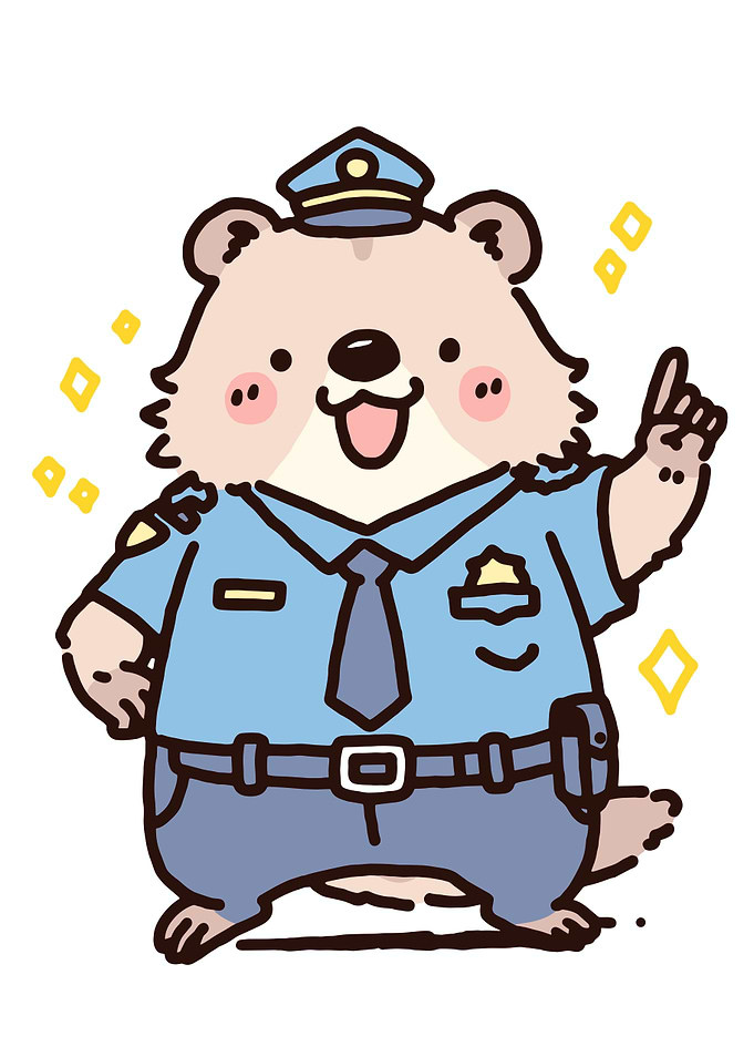 Cute police bear with shining stars