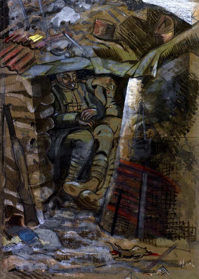Existence by Paul Nash Soldier Resting in a Trench WW1 Historical Painting