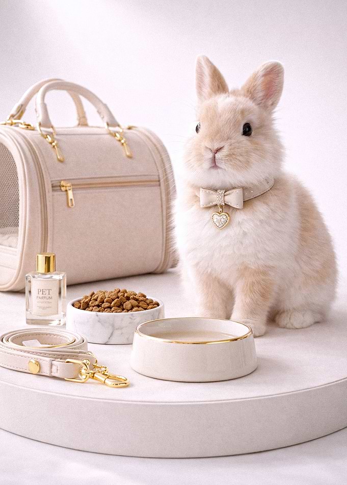 Cute Bunny with Pet Accessories