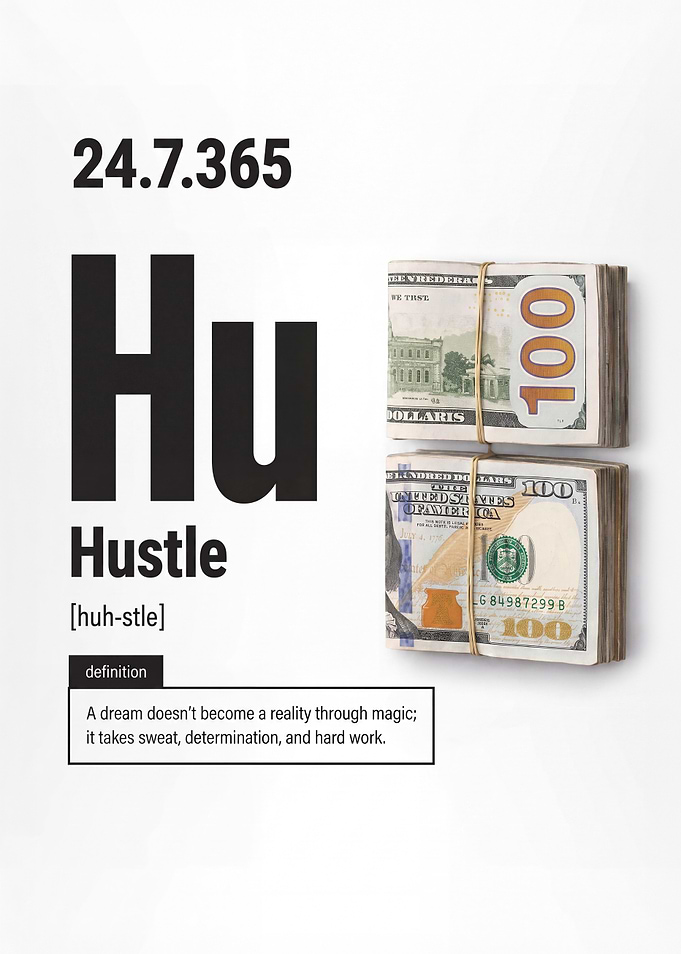 Hustle Definition Motivational Art Poster