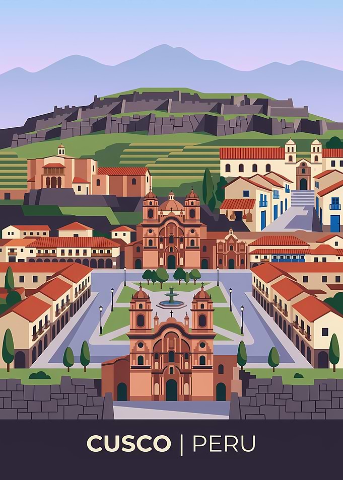 Cusco Peru Cityscape Illustration