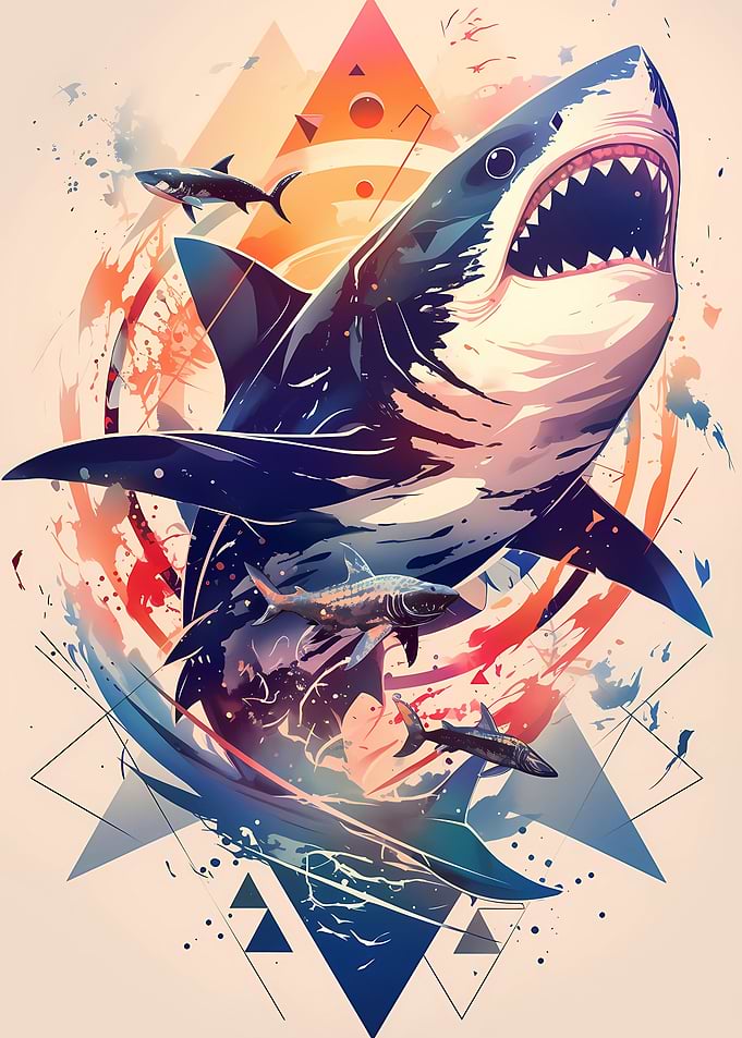 Shark Attack Abstract Art