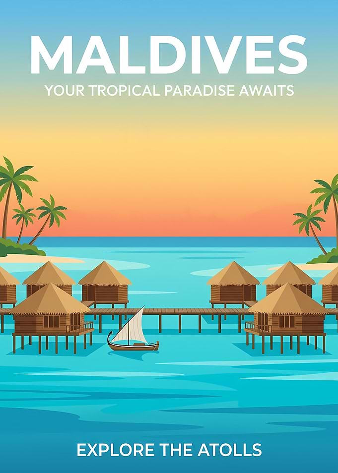 Maldives Tropical Paradise Travel Poster