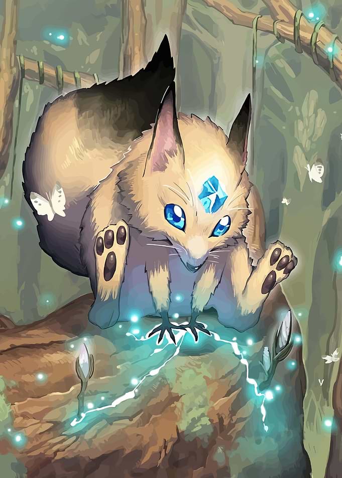 Magical Forest Creature with Blue Gem