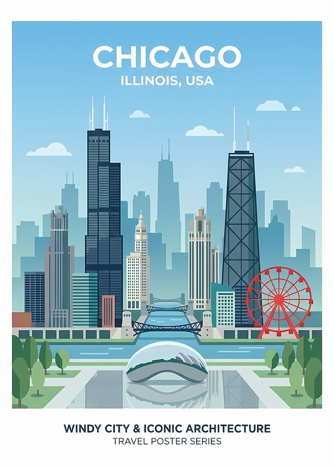 Chicago Skyline Travel Poster