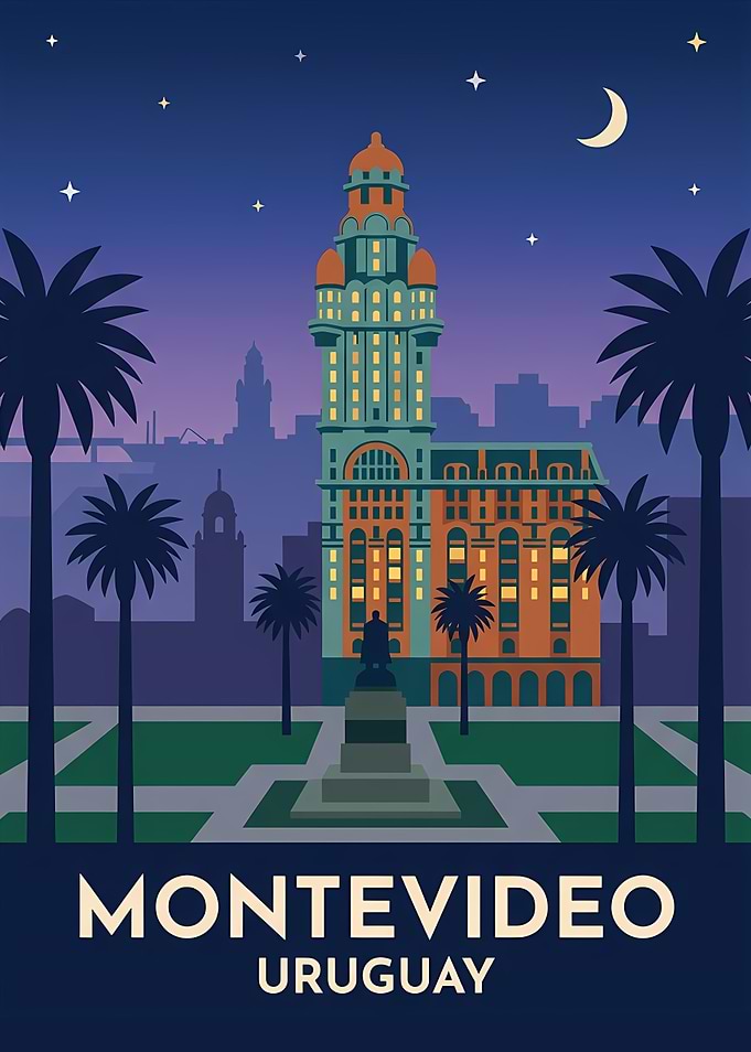 Montevideo Cityscape at Night