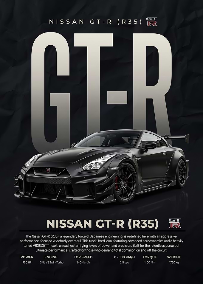sleek black Nissan GT-R R35 car