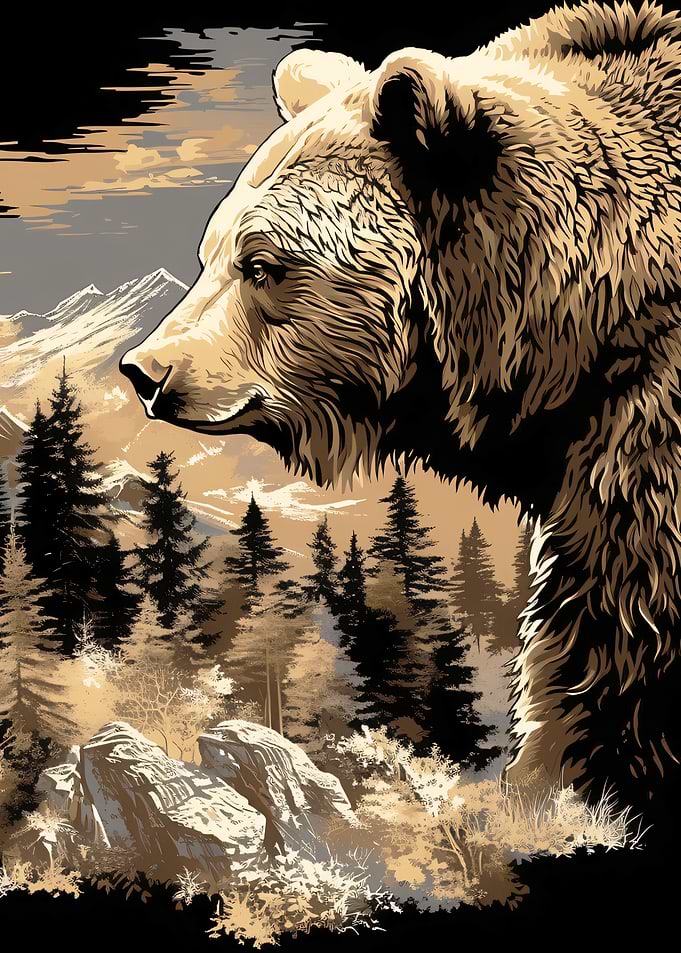 Bear in a Forest Landscape