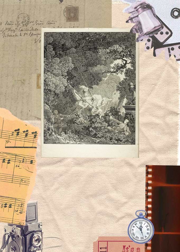 Vintage Collage with Romantic Scene