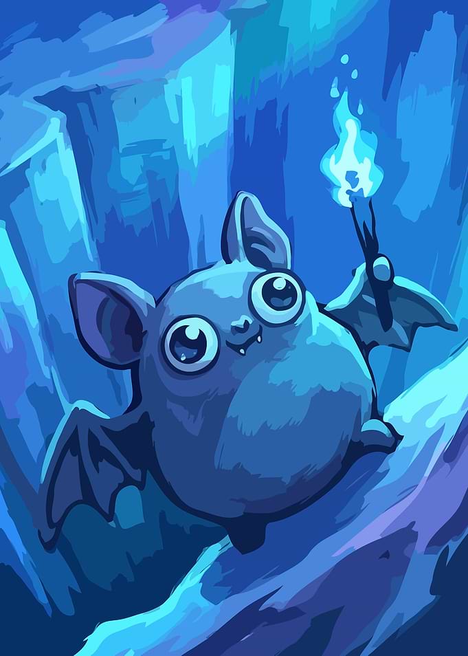 Cute Bat Holding a Torch