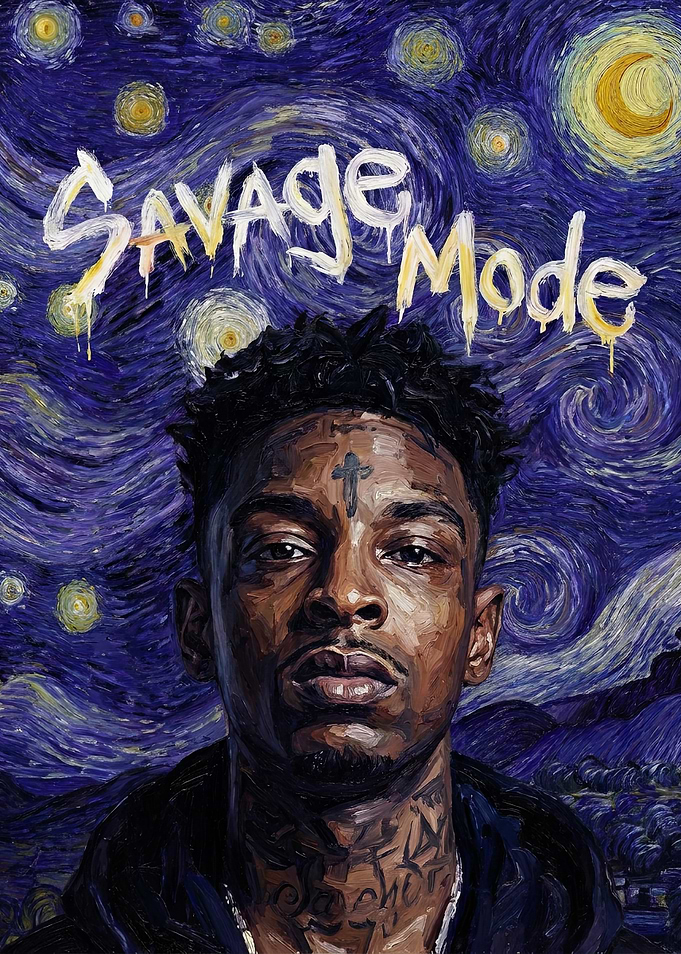 21 Savage Savage Mode Starry Night Painting