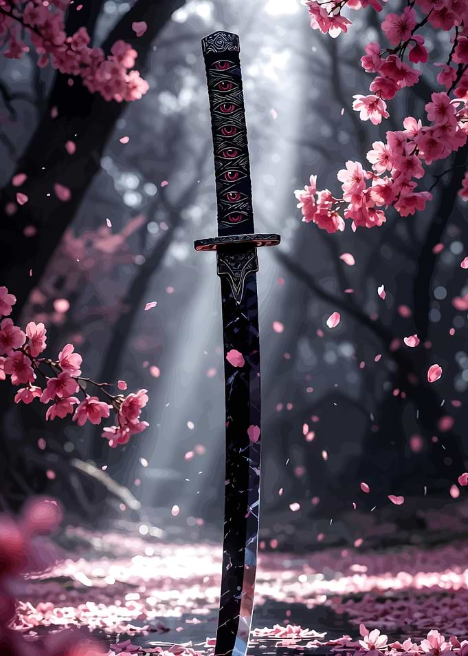 Samurai Sword with Cherry Blossoms