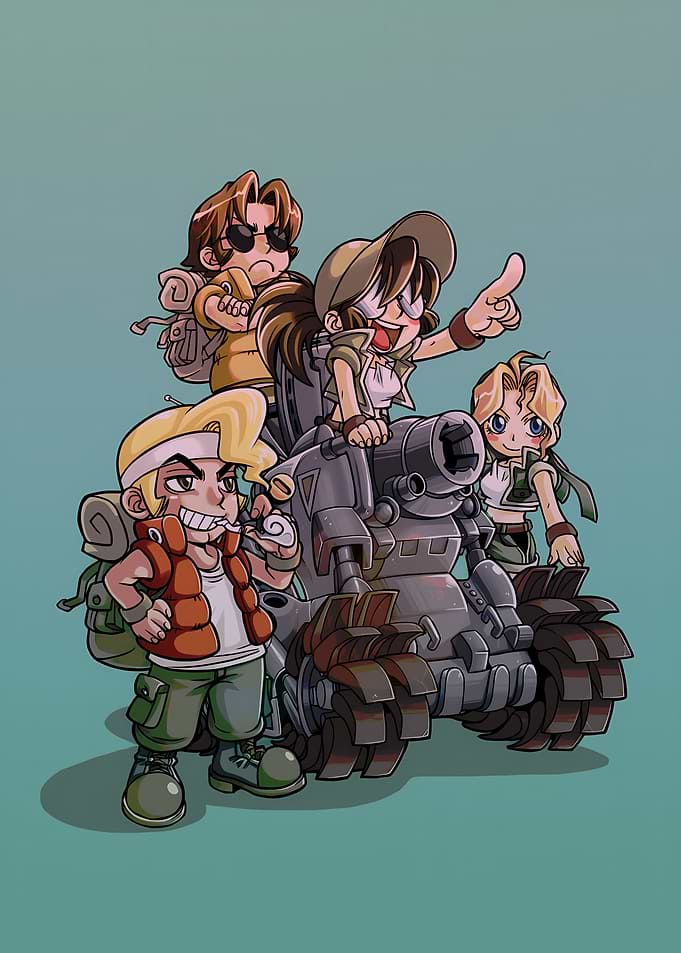 Metal Slug Characters on a Tank