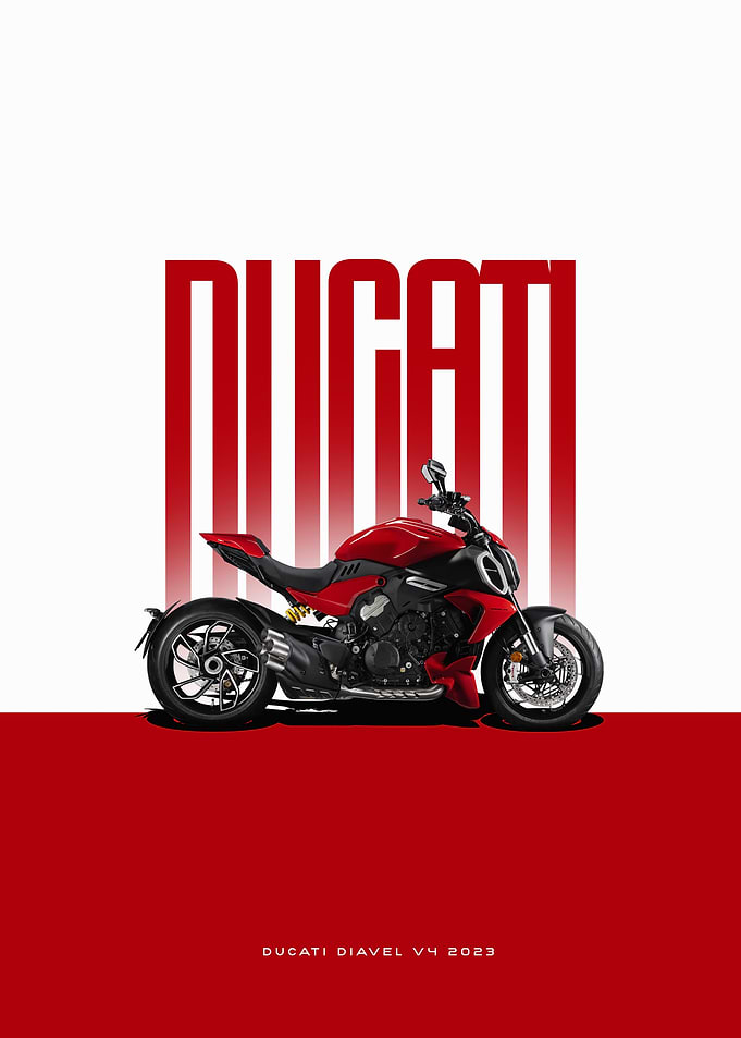 Ducati Diavel V4 2023 Motorcycle Poster