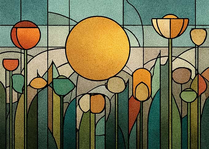 Art Nouveau Floral Stained Glass