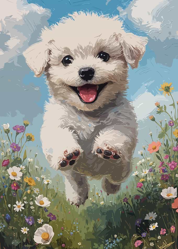 Joyful Puppy Painting