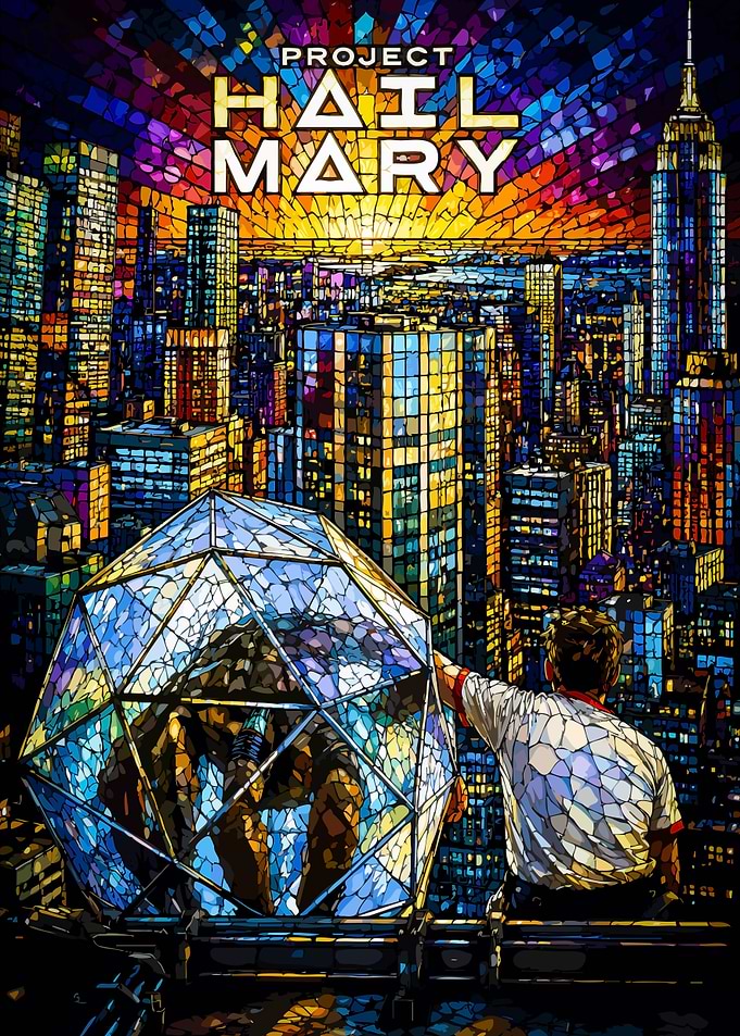 Project Hail Mary Stained Glass Cityscape