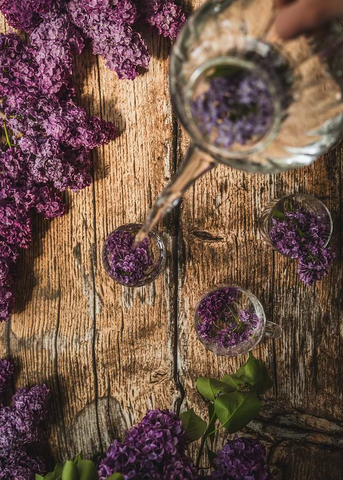 Pouring Lilac Infused Water