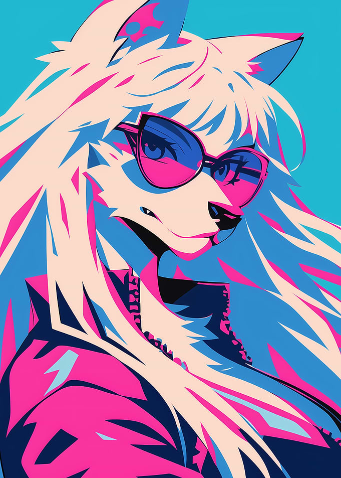 Stylized Wolf with Sunglasses