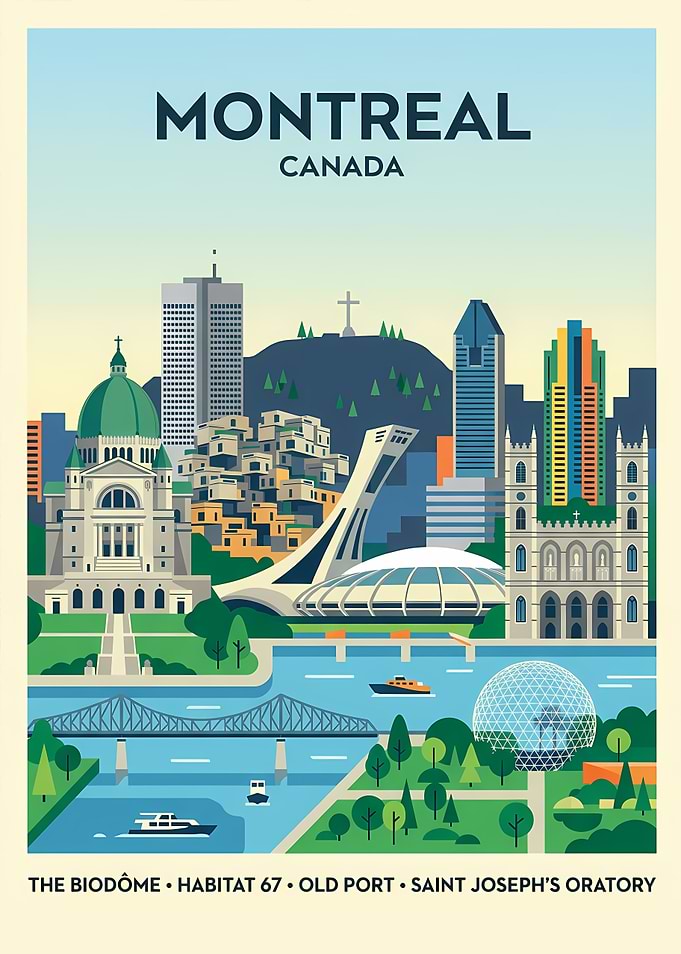 Montreal Cityscape Travel Poster