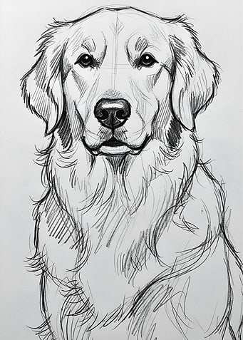Pencil Sketch of a Golden Retriever