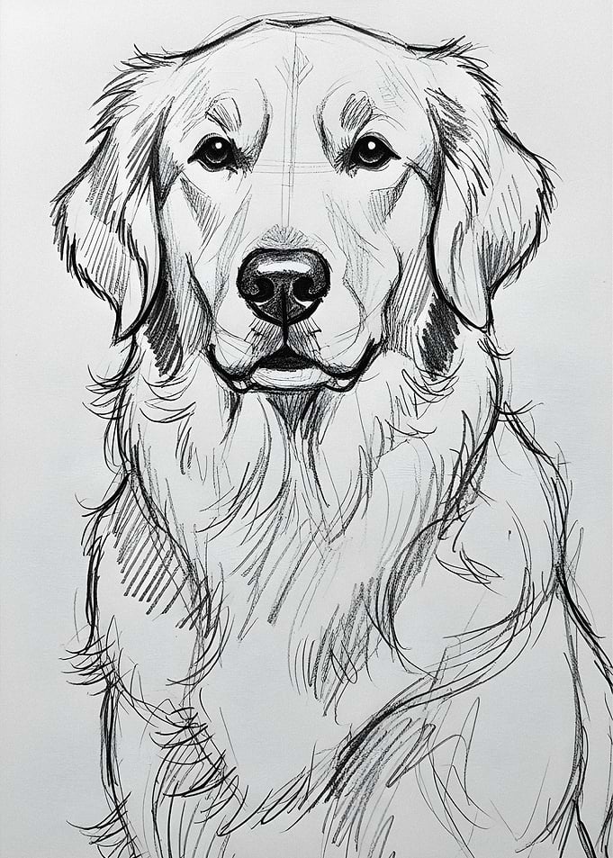 Pencil Sketch of a Golden Retriever