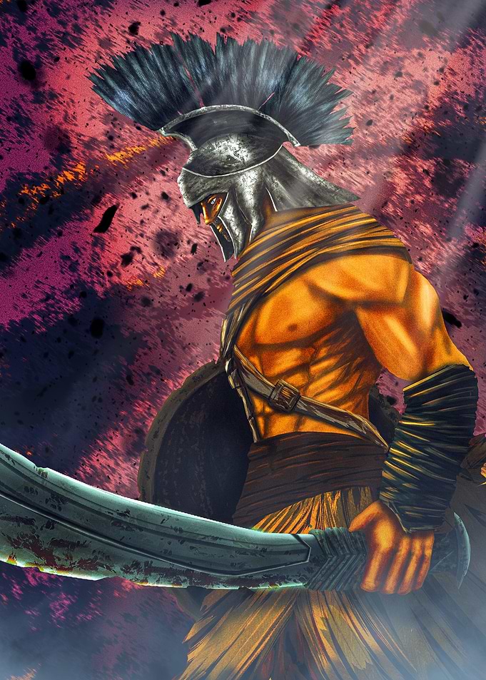 Spartan Warrior with Sword and Shield