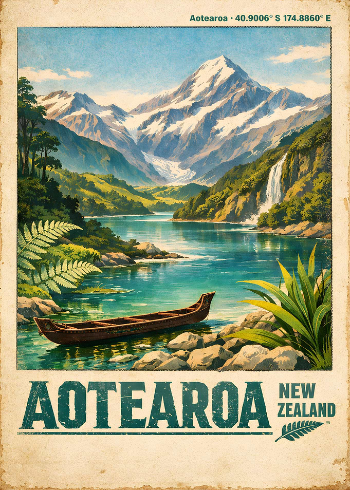 Aotearoa New Zealand Vintage Poster