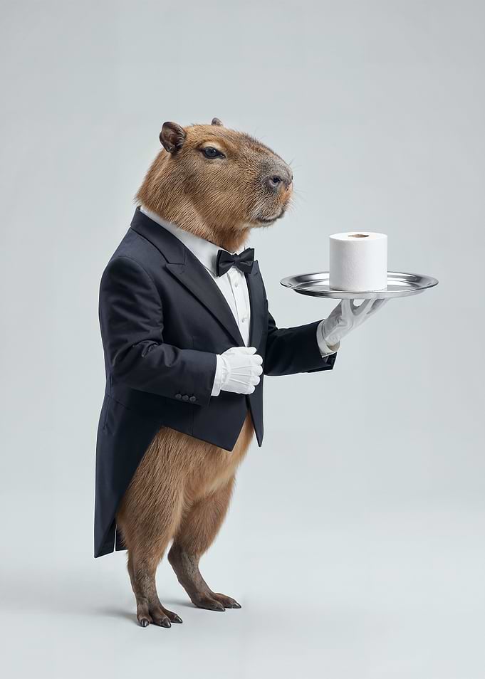 Capybara Butler Serving Toilet Paper