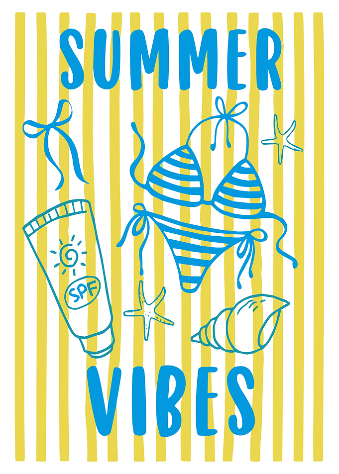 Summer Vibes Poster, Beach Vacation Wall Art, Tropical Surf Aesthetic Print