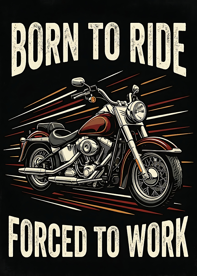 Born To Ride Forced To Work - Vintage Motorcycle