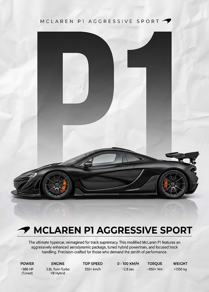 sleek black McLaren P1 Aggressive Sport Car