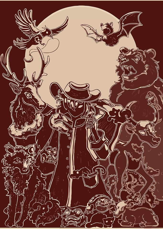 Mysterious Figure with Animals