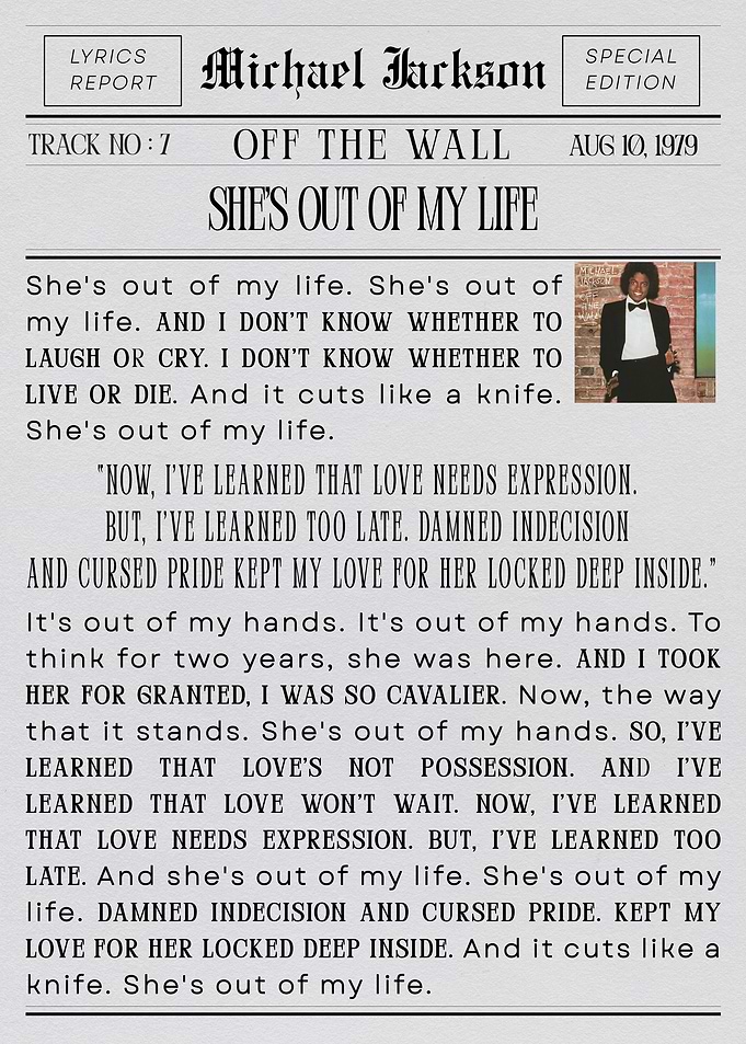 Michael Jackson She's Out of My Life
