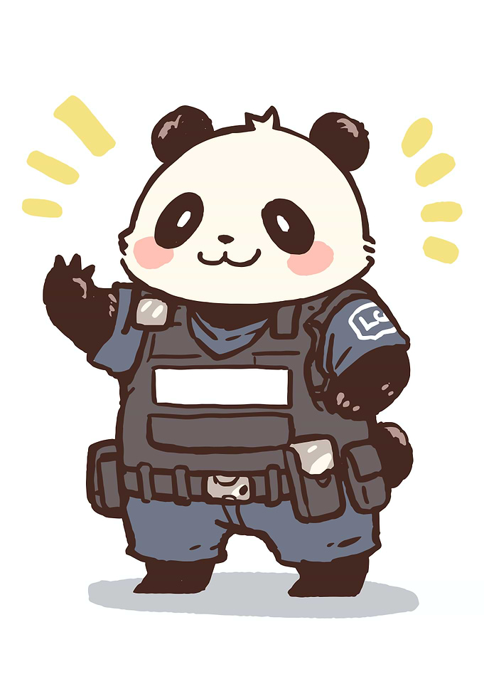 Cute Panda in Tactical Gear Waving