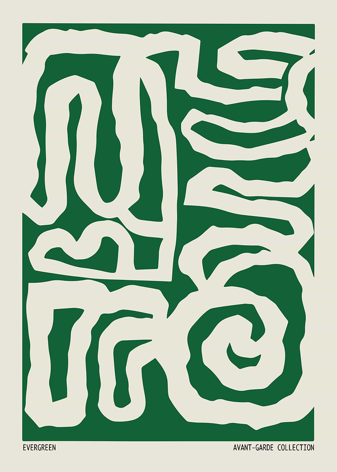 Abstract Green and Beige Organic Shapes