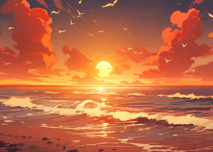 Sunset Over the Ocean