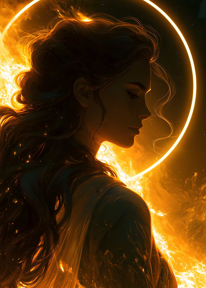 Fiery Woman with Halo