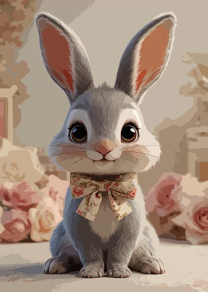 Cute Bunny with Floral Bow