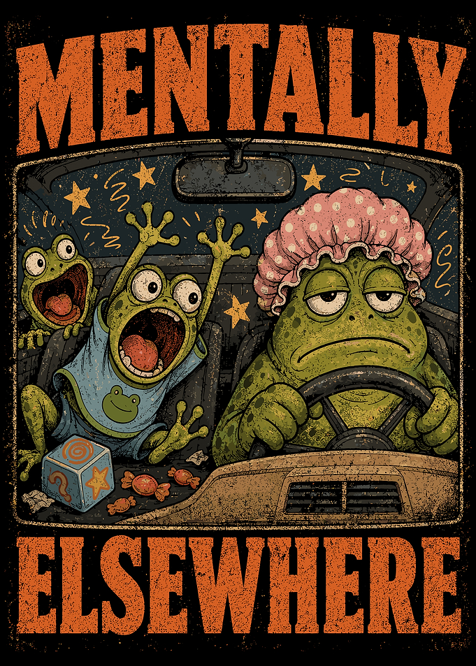 Funny Frog Car Poster, Chaos Road Trip Wall Art, Meme Animal Illustration Print