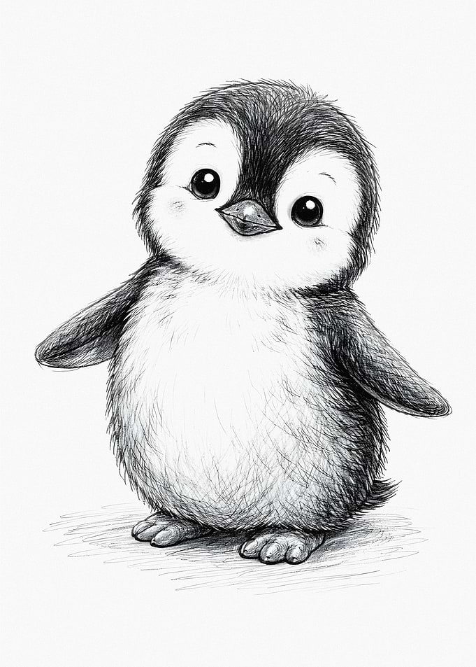 Cute Baby Penguin Drawing