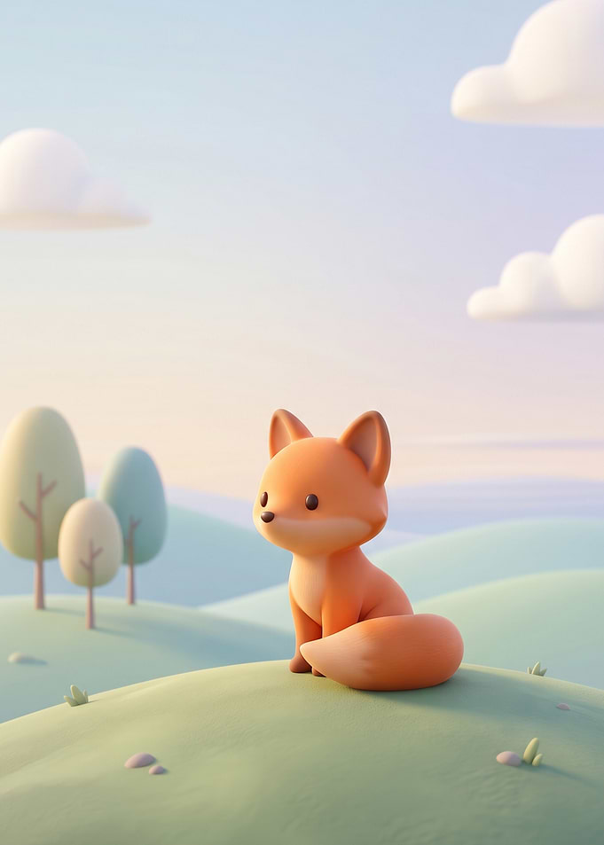 Cute Fox Sitting on a Hill