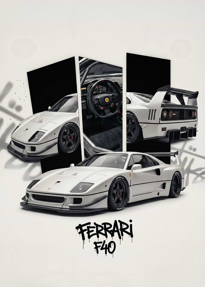 triptych style Ferrari F40 poster
