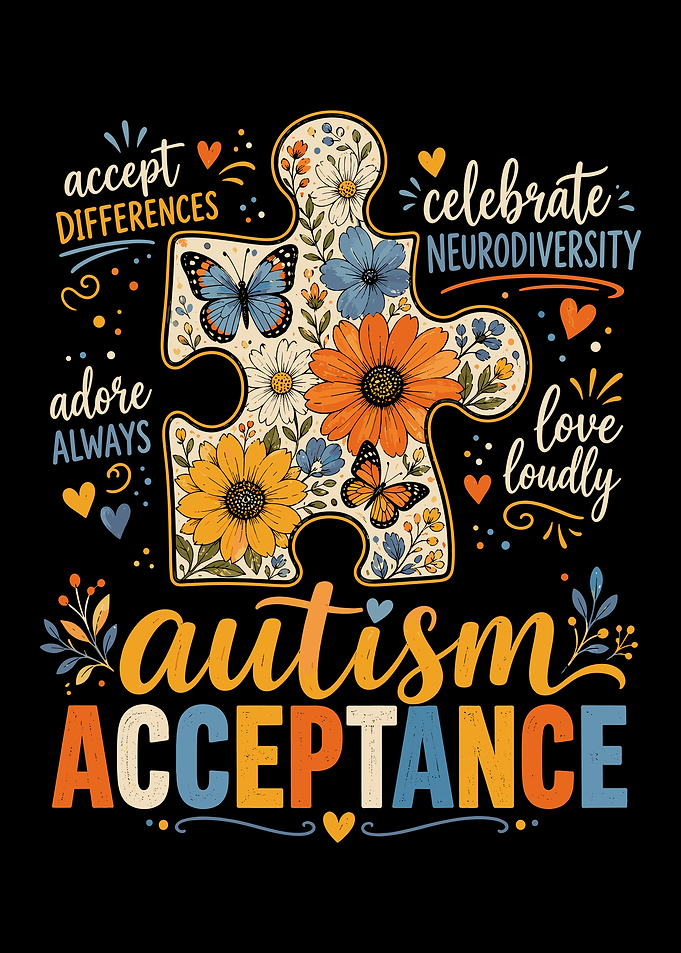 Autism Acceptance Poster, Neurodiversity Wall Art, Colorful Puzzle Piece Print